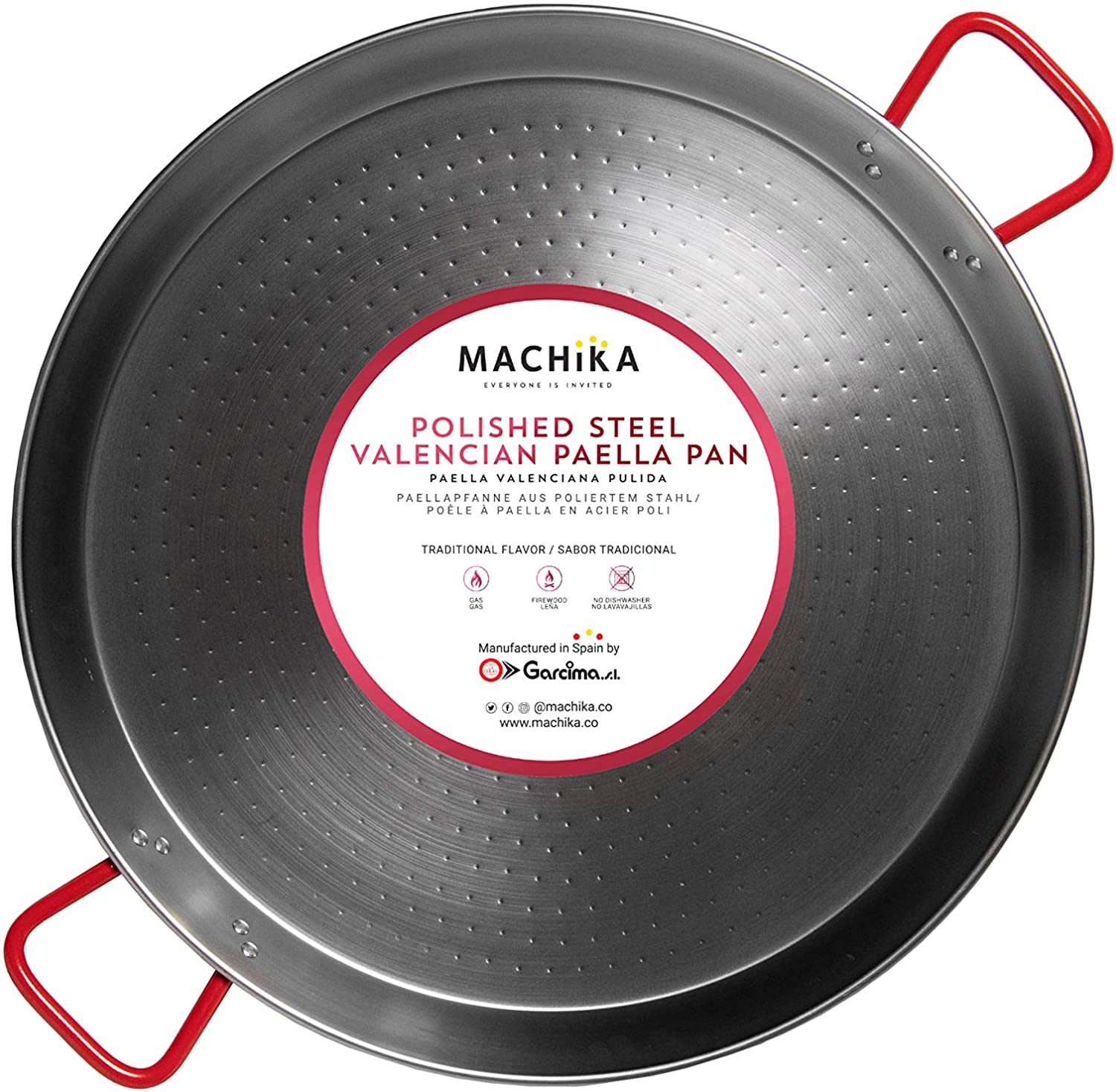 Machika Polished Steel Paella Pan 20 inch (50 cm)